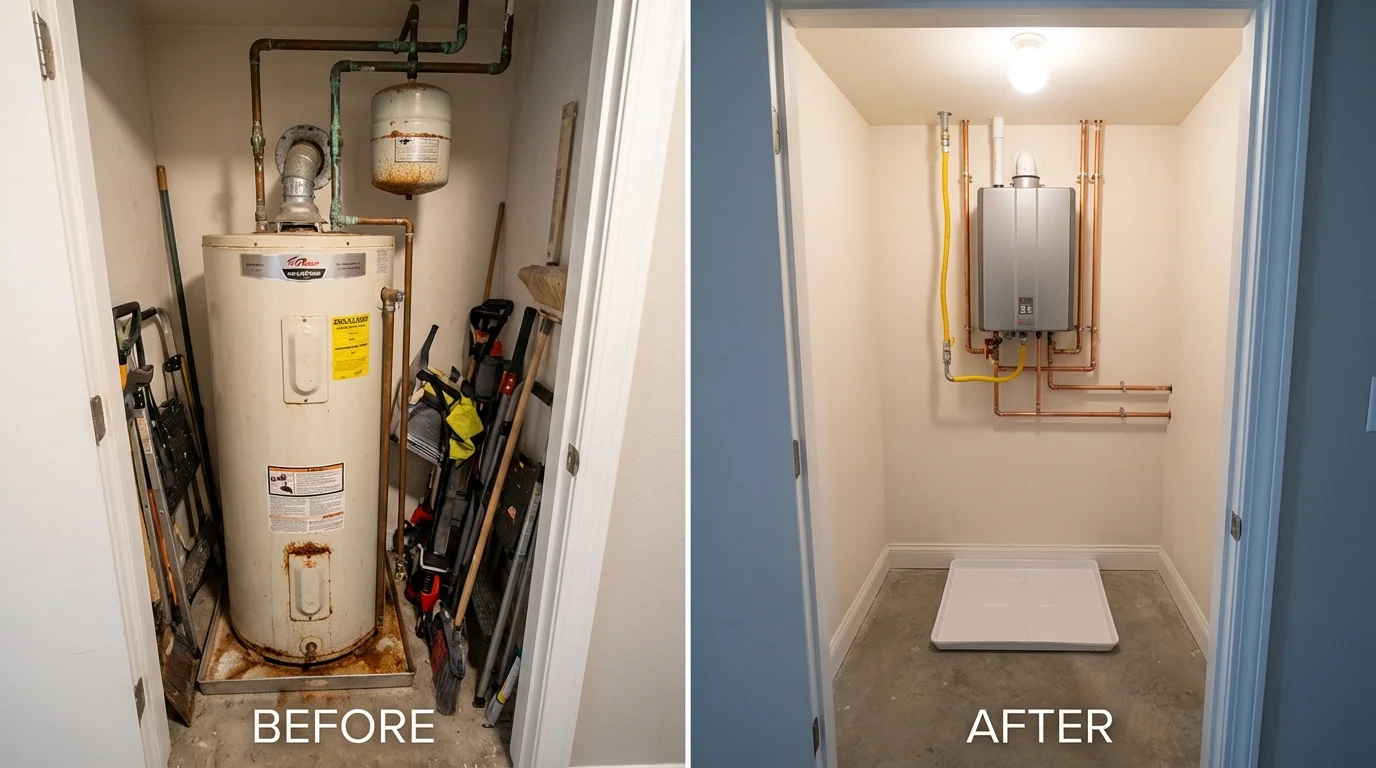 Tank water heater versus wall-mounted tankless unit comparison for Elizabethtown, NY homeowners